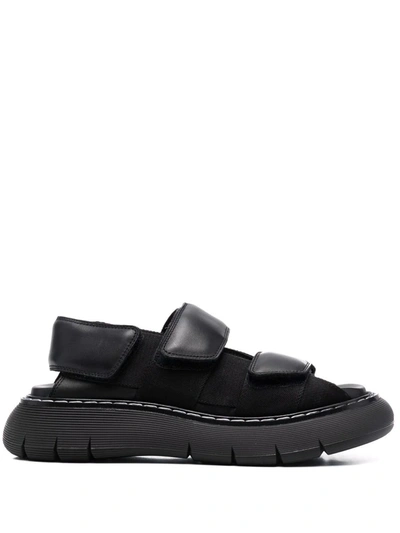 Khaite Side Touch-strap Sandals In Black