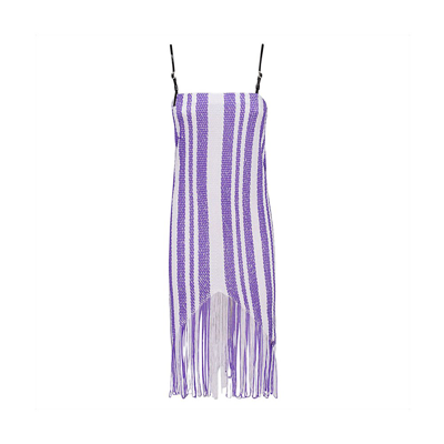 Jw Anderson 2-tone Fringed Knit Midi Dress In Purple