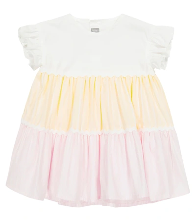 Il Gufo Babies' Colour-block Tiered Dress (6-48 Months) In Yellow