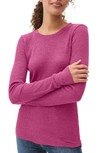 Michael Stars Juliet Long-sleeve Waffle-knit Tee In Fuchsia