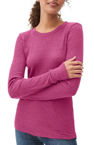 Michael Stars Juliet Long-sleeve Waffle-knit Tee In Fuchsia