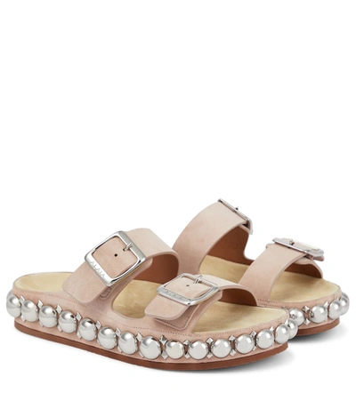 Alaïa Double Strap Leather Sandals With Bombe Studs In Pink