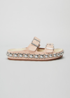 Alaïa Double Strap Leather Sandals With Bombe Studs In Chair