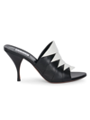 Alaïa 90mm Calf Leather Stitched Bicolor Mule Sandals In Noir Blanc
