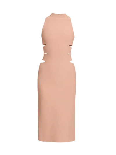 Alaïa Fontana Slash Sleeveless Midi Sweater Dress In Blanc