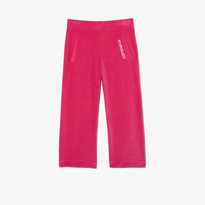 Khrisjoy Kids' Little Girl's & Girl's Velour Logo Tracksuit Pants In Vibrant Pink