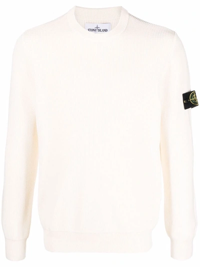 Stone Island Compass 徽章圆领毛衣 In White