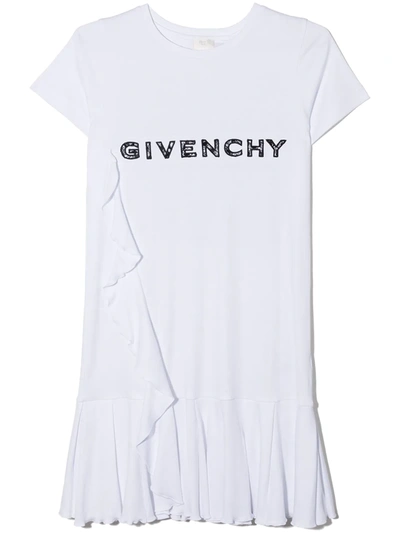 Givenchy Teen 4g Lace-detail Logo T-shirt Dress In White