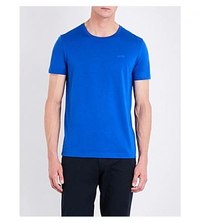 Hugo Boss Logo-print Cotton-jersey T-shirt In Open Blue