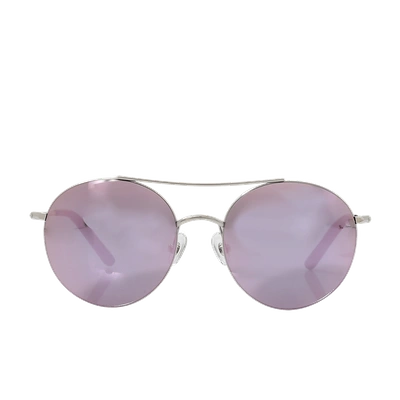 Matthew Williamson Rounded Mirror Sunglasses In Slvr-pnk