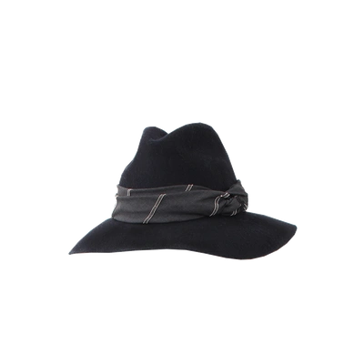 Brunello Cucinelli Flannel Wide Brim Hat In Navy