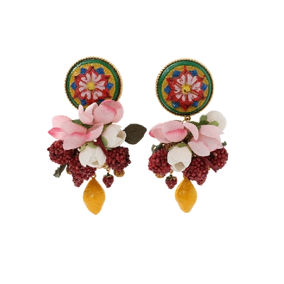 Dolce & Gabbana Ornate Earrings In Pink