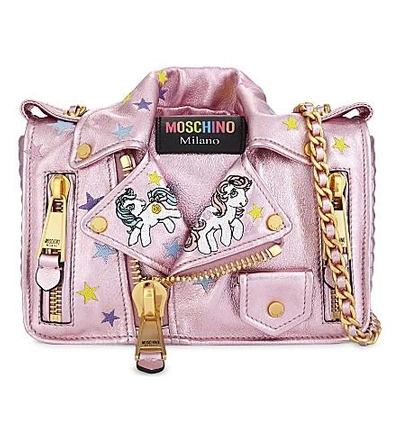 Moschino X My Little Pony Biker Jacket Metallic Leather Crossbody