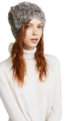 Adrienne Landau Fur Pom Pom Hat In Grey/white