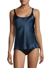 Josie Natori Allure Silk Tank In Blue Spruce