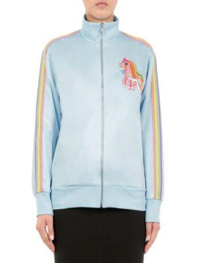 Moschino + My Little Pony Embroidered Cotton-blend Jersey Sweatshirt In Sky Blue