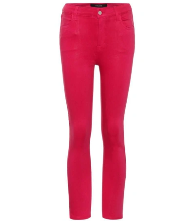 J Brand Alana High-waisted Coated Jeans In Pink