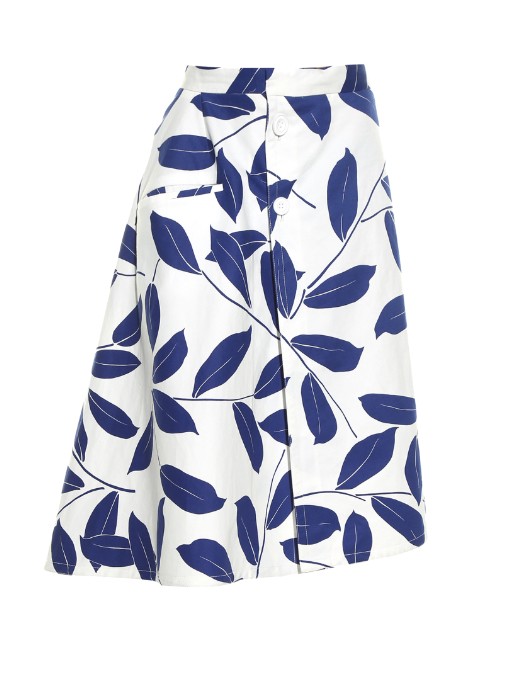 Marni Button-front Printed A-line Skirt, Electric Blue | ModeSens