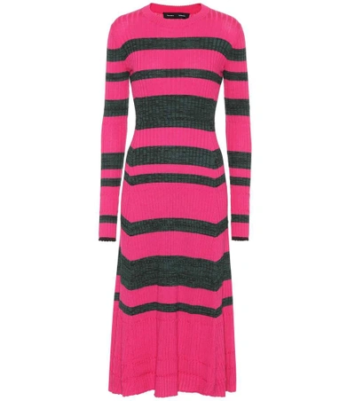 Proenza Schouler Striped Wool-blend Dress In Pink