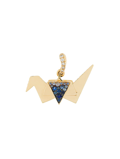 Aurelie Bidermann Origami Sapphire And Diamond Pendant In Metallic