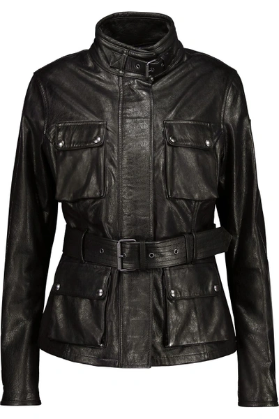 Belstaff Triumph Belted Textured-leather Jacket