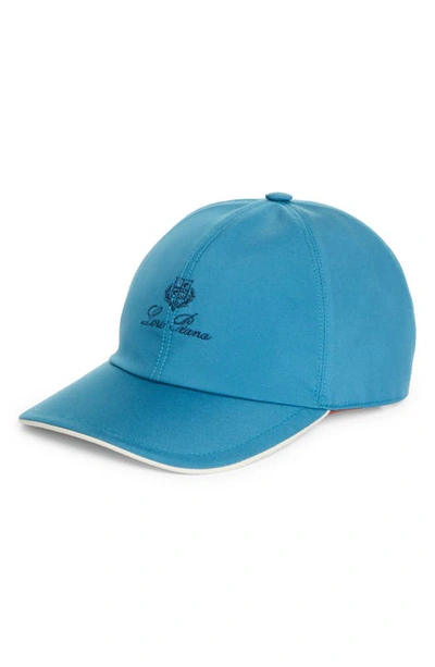 Loro Piana Logo Embroidery Wind Storm System B Cap In Sky Blue,ivory