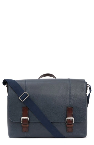 Pinoporte Nino Leather Messenger Bag In Midnight Blue