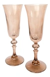 Estelle Colored Glass Set Of 2 Regal Flutes In Amber Smoke