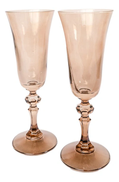 Estelle Colored Glass Set Of 2 Regal Flutes In Amber Smoke