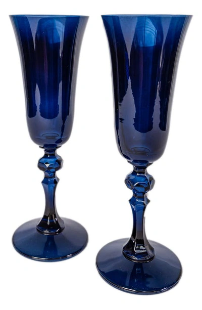 Estelle Colored Glass Set Of 2 Regal Flutes In Midnight Blue