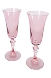 Estelle Colored Glass Set Of 2 Regal Flutes In Rose