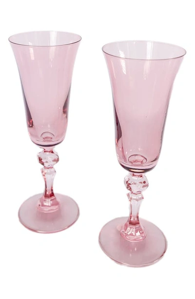 Estelle Colored Glass Set Of 2 Regal Flutes In Rose