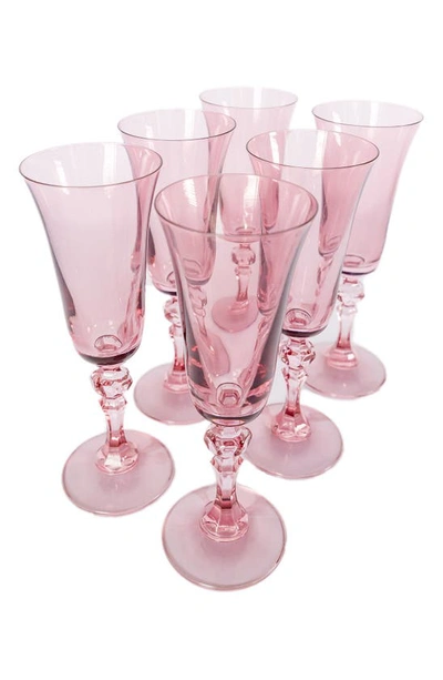 Estelle Colored Glass Set Of 6 Regal Flutes In Rose