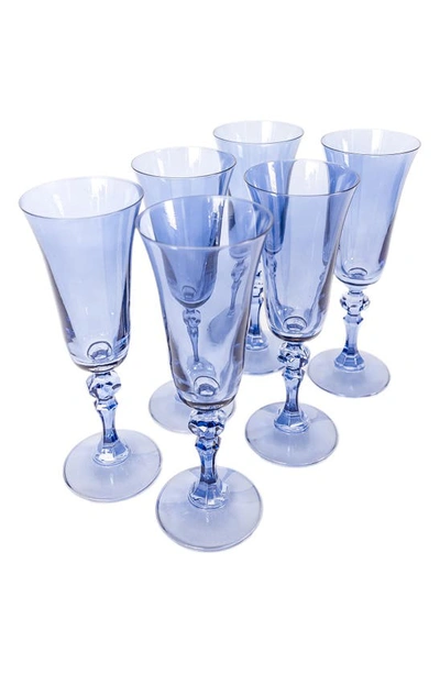 Estelle Colored Glass Set Of 6 Regal Flutes In Cobalt Blue