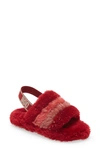 Ugg Kids' (r) Fluff Yeah Slide In Red Metallic Sparkle