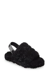 Ugg Kids' (r) Fluff Yeah Slide In Black Metallic Sparkle