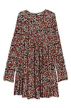 Nordstrom Kids' Print Knit A-line Dress In Black Crowded Floral