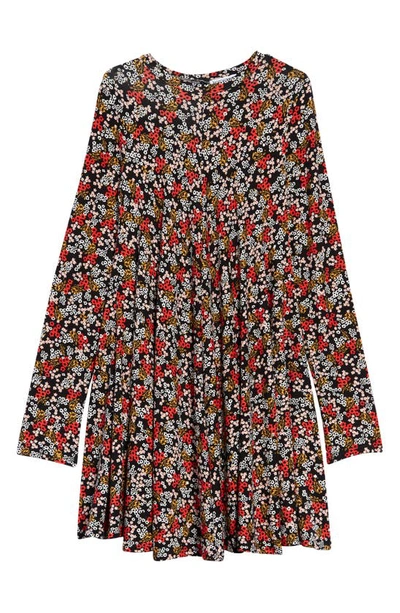 Nordstrom Print Knit A-line Dress In Black Crowded Floral