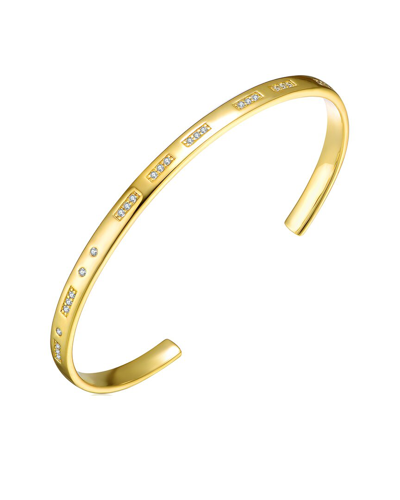 Rachel Glauber 14k Gold Plated Cubic Zirconia Cuff Bracelet In Gold-tone