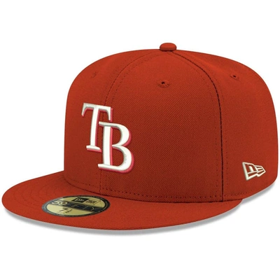 New Era Men's Red Tampa Bay Rays Logo White 59fifty Fitted Hat