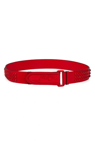 Christian Louboutin Loubi Spiked Leather Belt In Loubi/ Loubi/ Loubi