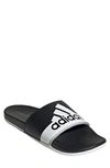 Adidas Originals Adilette Comfort Slide Sandal In Black/ White/ White