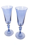 Estelle Colored Glass Set-of-two Estelle Regal Glass Flutes In Pink,blue