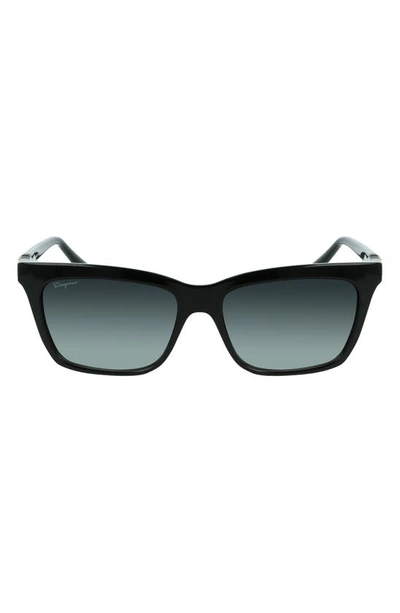 Ferragamo Gancini 55mm Modified Rectangle Sunglasses In Black