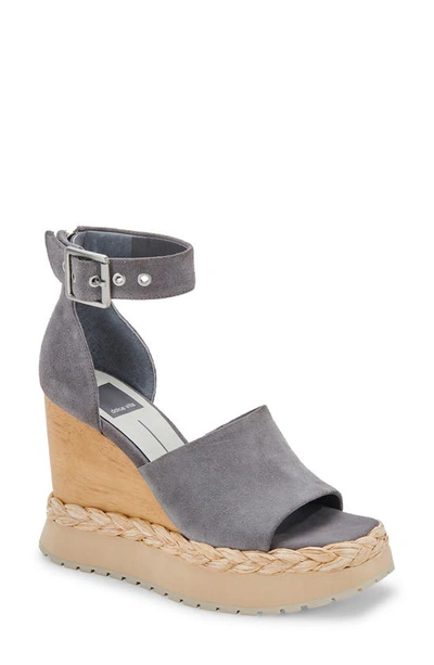 Dolce Vita Parle Two-piece Wedge Sandals Women's Shoes In Dark Grey