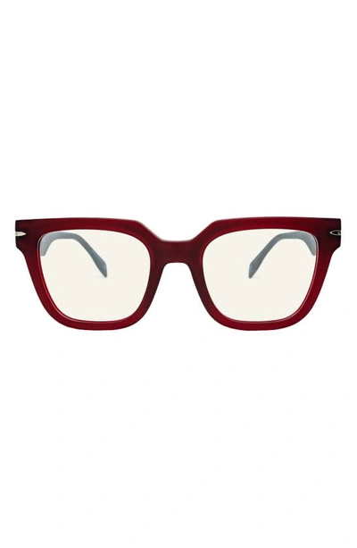 Mita Sustainable Eyewear 54mm Square Optical Glasses In Matte Dark Red/ Matte Black