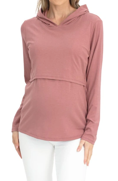 Angel Maternity Maternity/nursing Hoodie In Disty Pink