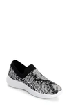 Blondo Karen Waterproof Slip-on Sneaker In Black And White Snake Knit