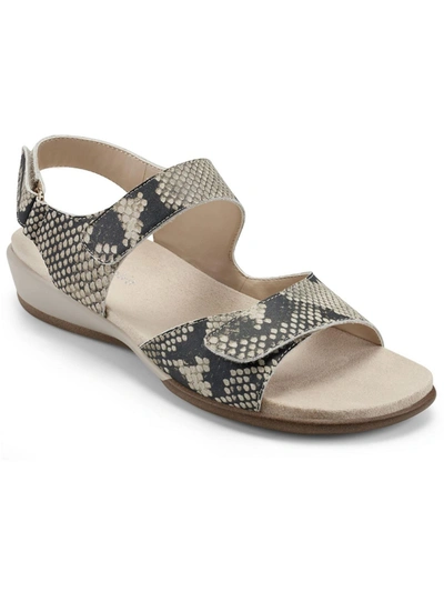 Easy Spirit Women's Hartwell Square Toe Casual Flat Sandals Women's Shoes In White/ Red Multi