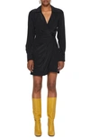Jonathan Simkhai Standard Destiny Essentials Long Sleeve Wrap Dress In Black
